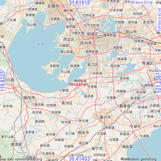 Hengshan on map