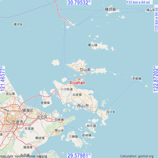 Xiushan on map