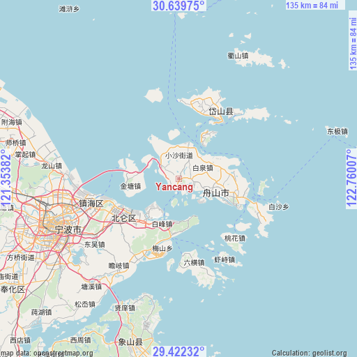 Yancang on map