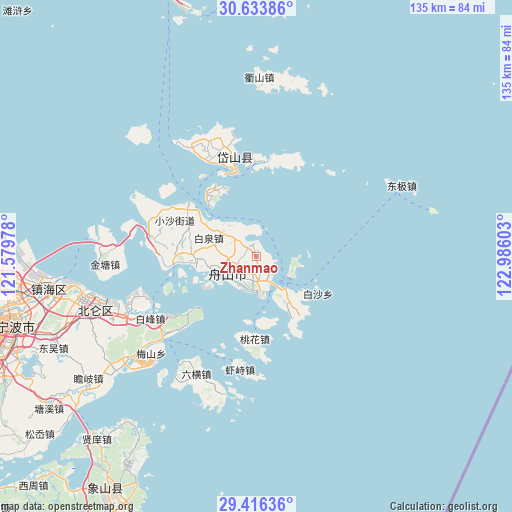 Zhanmao on map