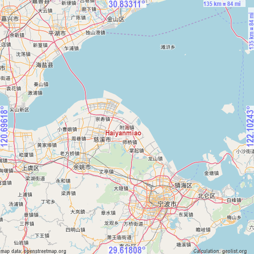 Haiyanmiao on map