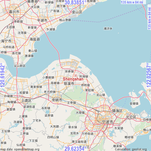 Shengshan on map