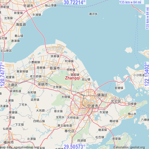 Zhangqi on map