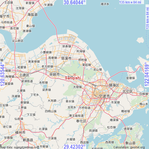 Sanqishi on map