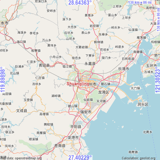 Shuangling on map