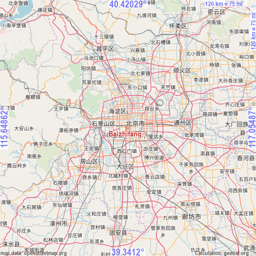 Baizhifang on map