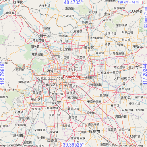Dongfeng on map