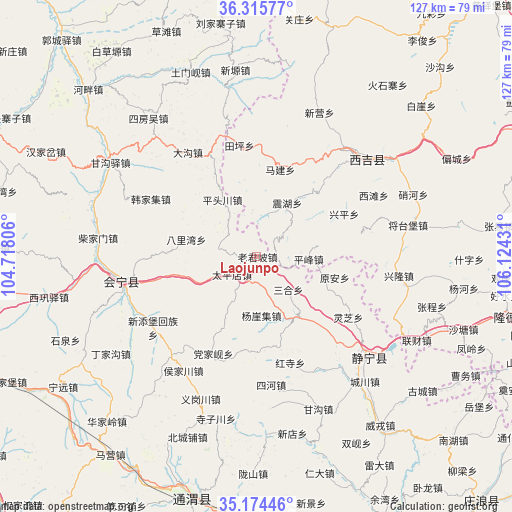 Laojunpo on map