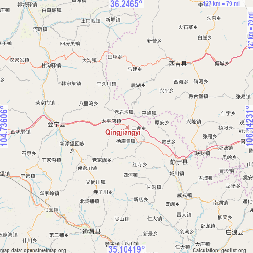 Qingjiangyi on map