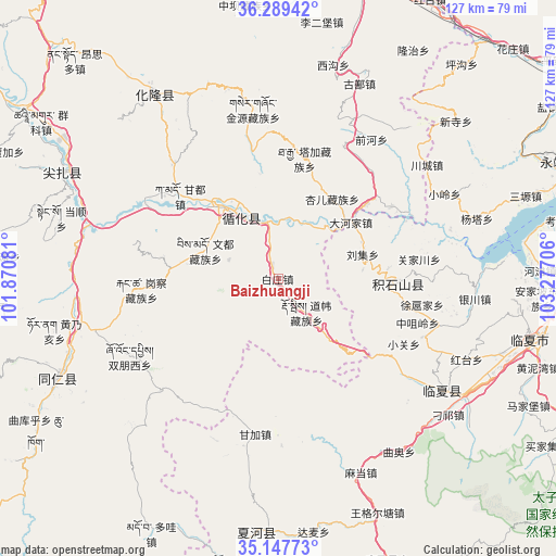 Baizhuangji on map