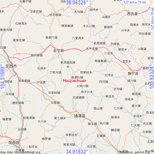 Houjiachuan on map