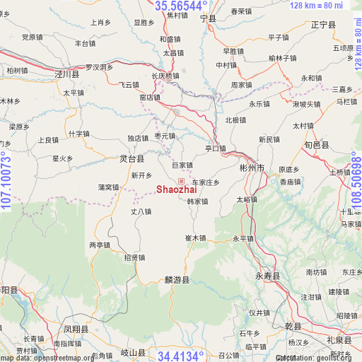 Shaozhai on map