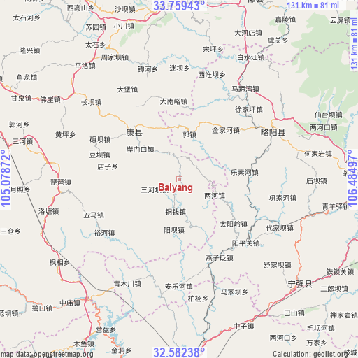 Baiyang on map