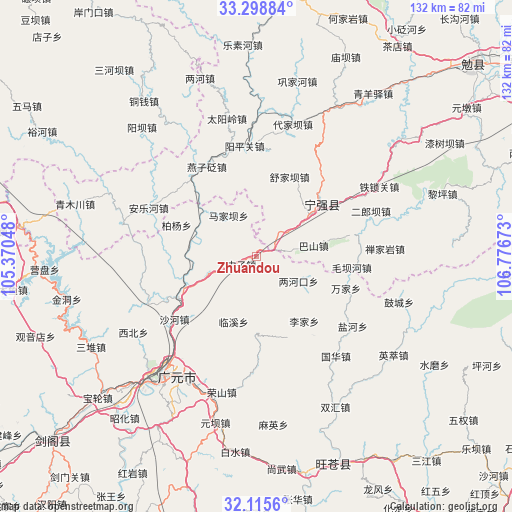 Zhuandou on map