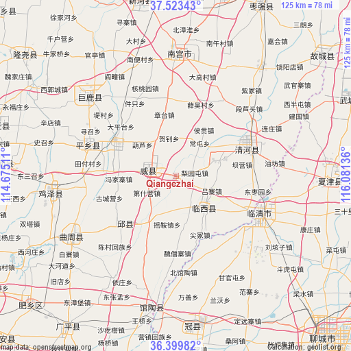 Qiangezhai on map