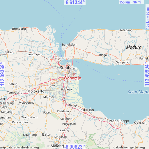 Wonorejo on map