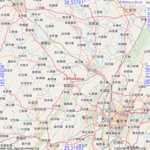 Shuikou on map