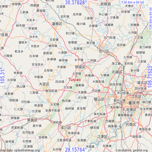 Tuqiao on map