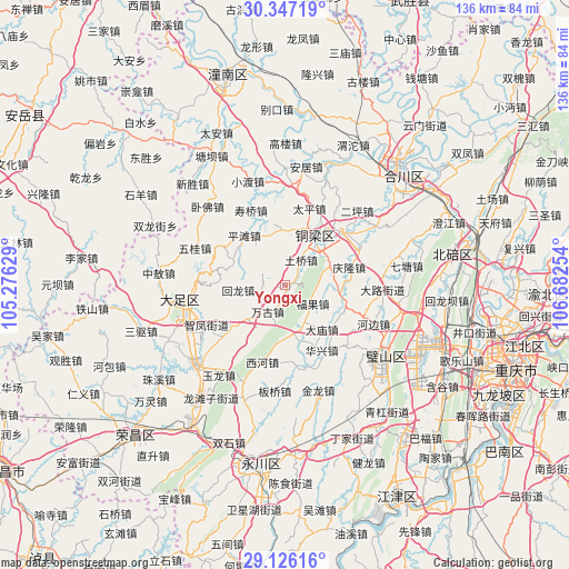 Yongxi on map