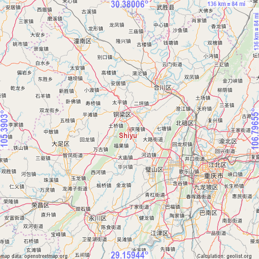 Shiyu on map