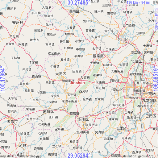 Jinshan on map