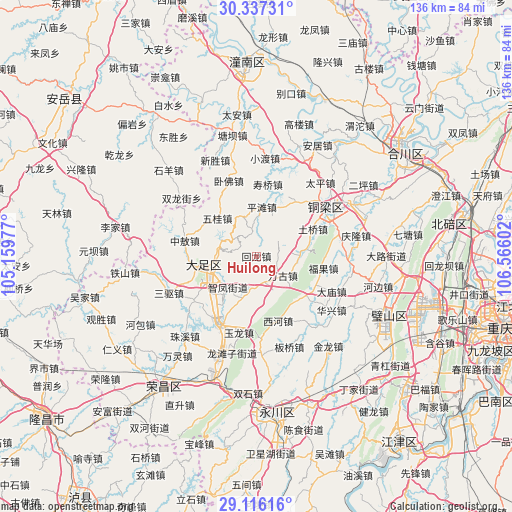 Huilong on map