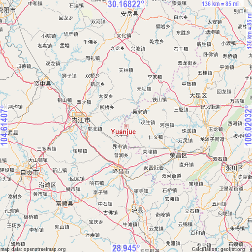 Yuanjue on map