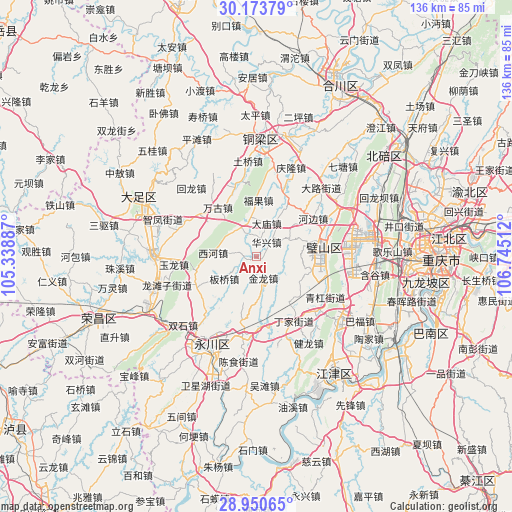 Anxi on map