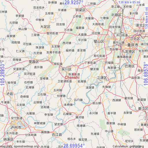 Chenshi on map