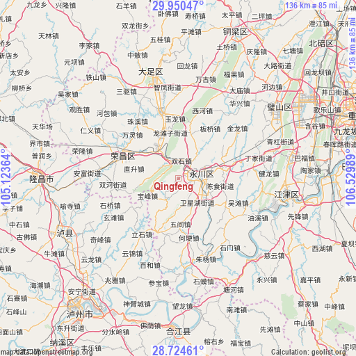 Qingfeng on map