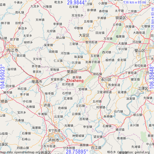 Zhisheng on map