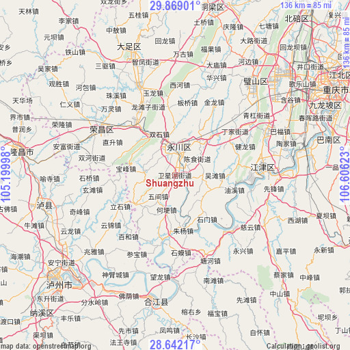 Shuangzhu on map