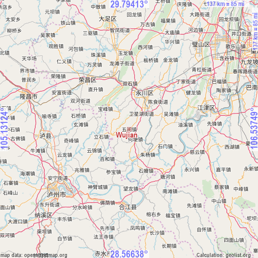 Wujian on map