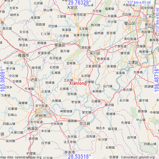 Xianlong on map