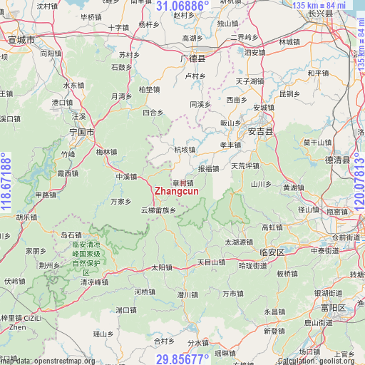 Zhangcun on map