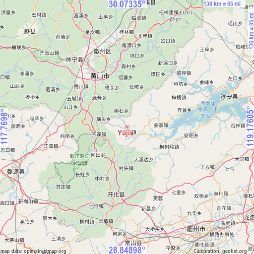 Yujia on map