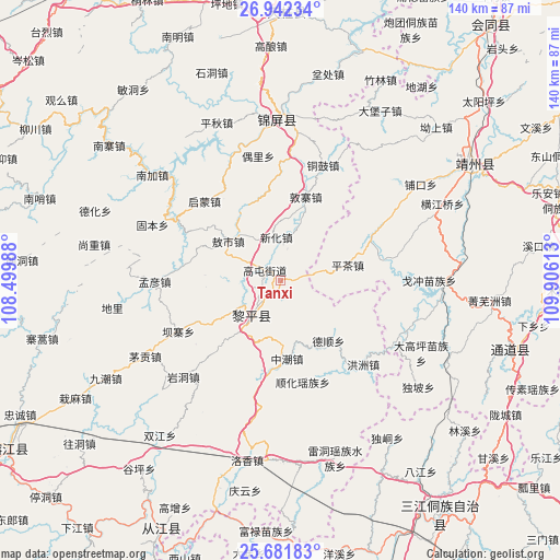 Tanxi on map