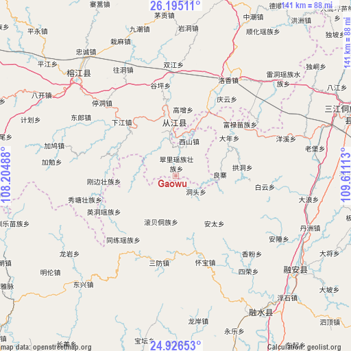 Gaowu on map