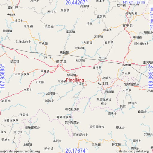 Pingjiang on map