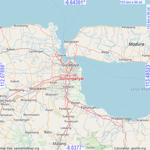 Gununganyar on map
