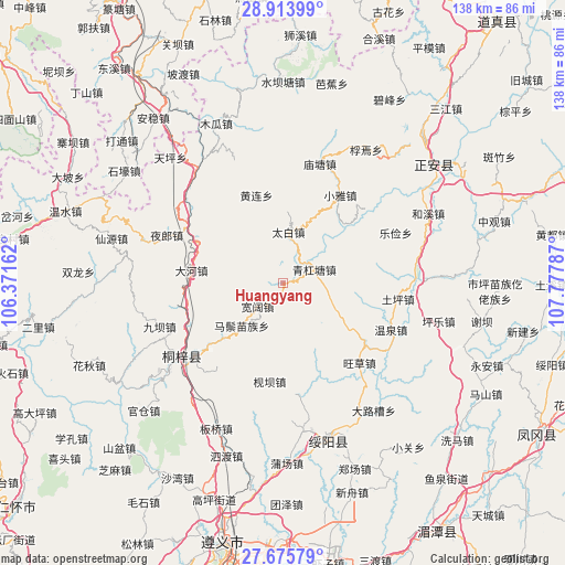 Huangyang on map