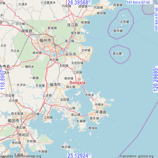 Songxia on map