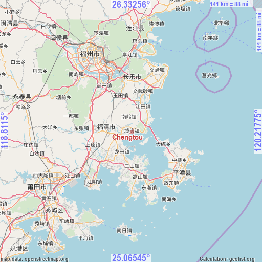 Chengtou on map