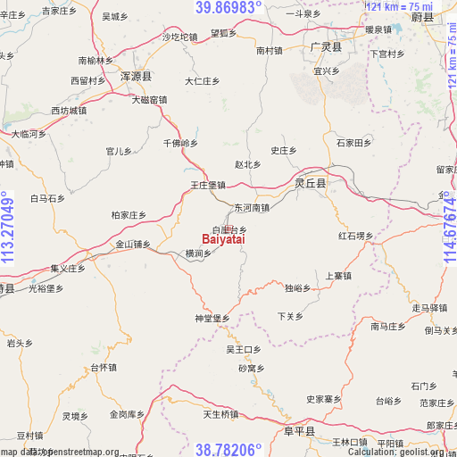 Baiyatai on map