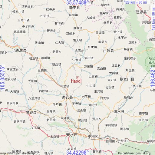 Haodi on map