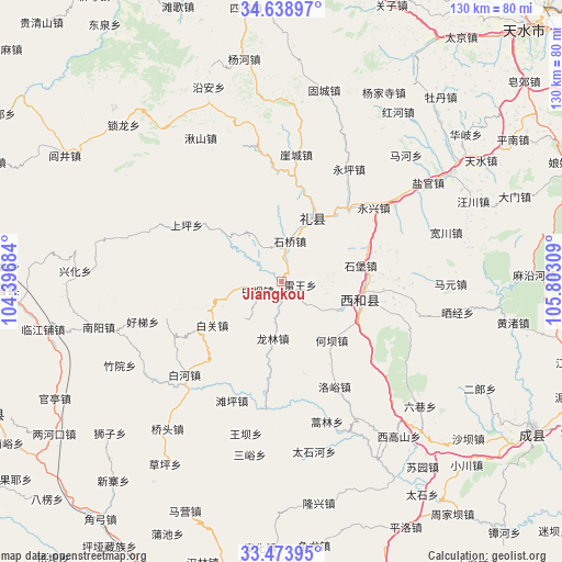 Jiangkou on map