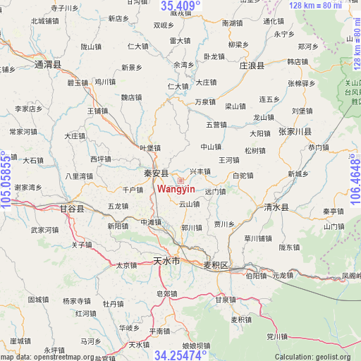 Wangyin on map