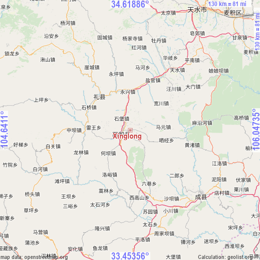 Xinglong on map