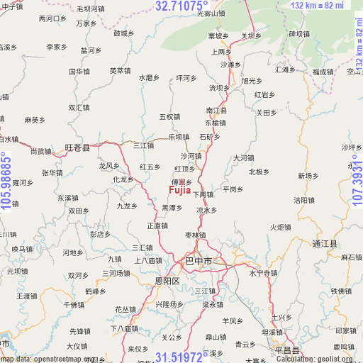 Fujia on map