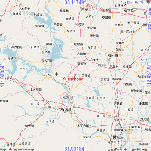 Yuanchong on map